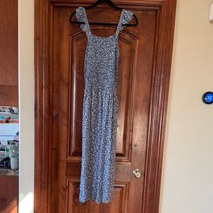 Blue Floral Sleeveless Jumpsuit